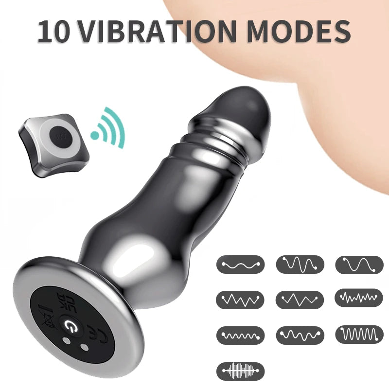 Desire Station 10 Modes Vibrating Metal Anal Plug Stainless Steel Butt