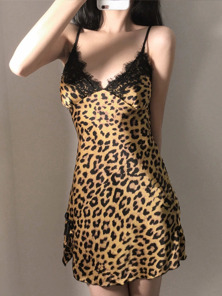 Desire Station Leopard Print Sexy Pajamas For Elegant Women