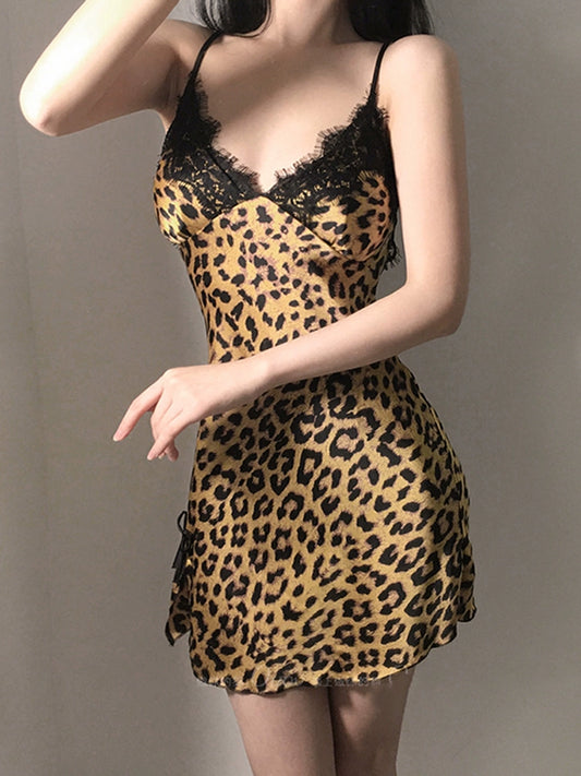 Desire Station Leopard Print Sexy Pajamas For Elegant Women