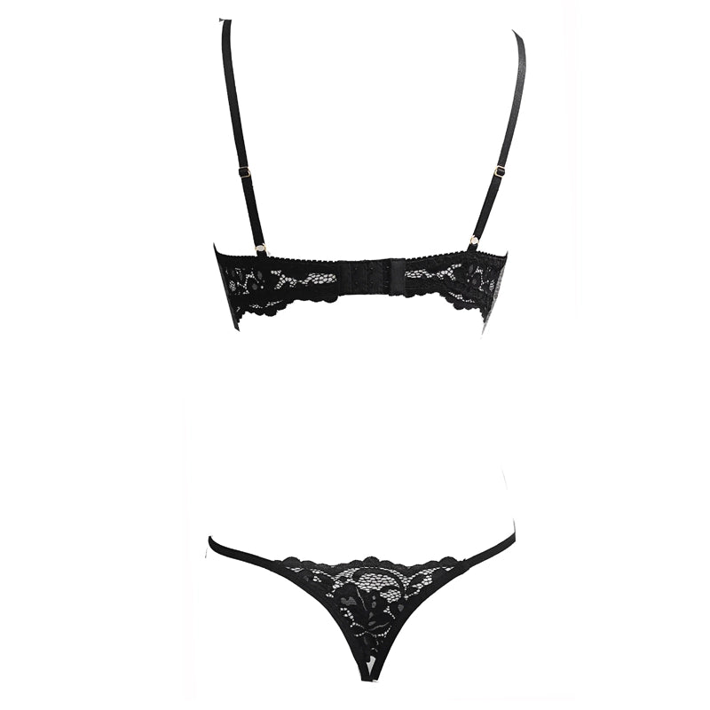 Desire station Sexy Push up Steel Ring Lace Black Underwear Bra