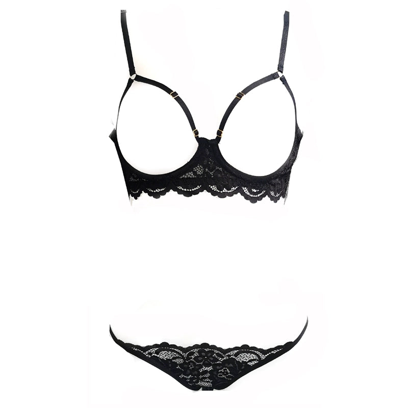 Desire station Sexy Push up Steel Ring Lace Black Underwear Bra