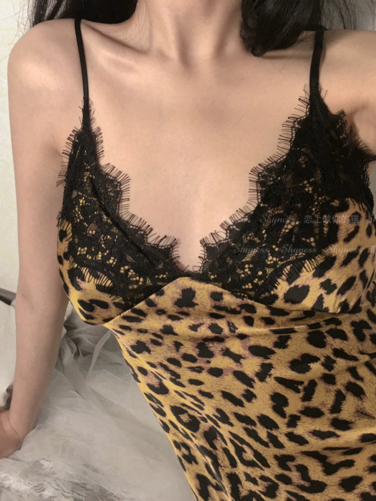 Desire Station Leopard Print Sexy Pajamas For Elegant Women