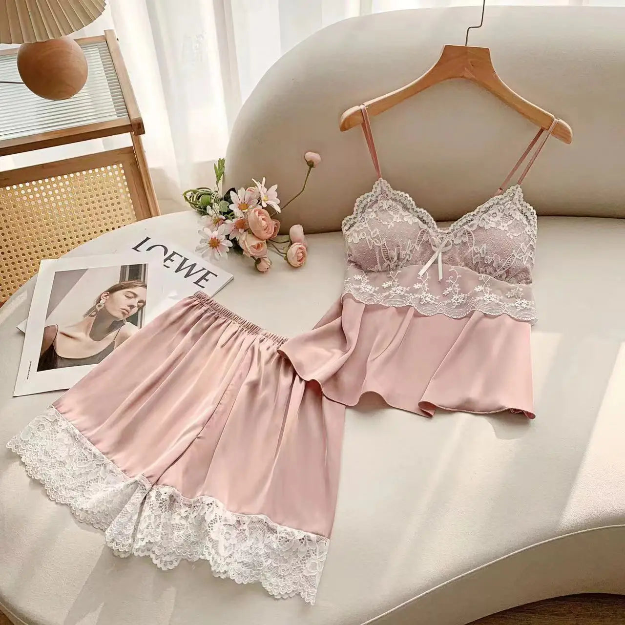 Desire Station Mini Strap&shorts Nightwear Sexy Home Clothes Women Satin Pyjamas Suit 2Pcs Lingerie