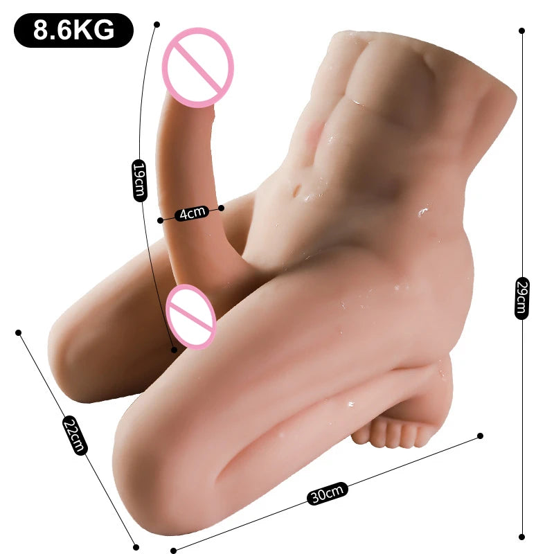 Desire Station Realistic Doll Dildo Male 3D Torso Long Penis Half Body Sex Doll with Big Dildo Sexy Toys