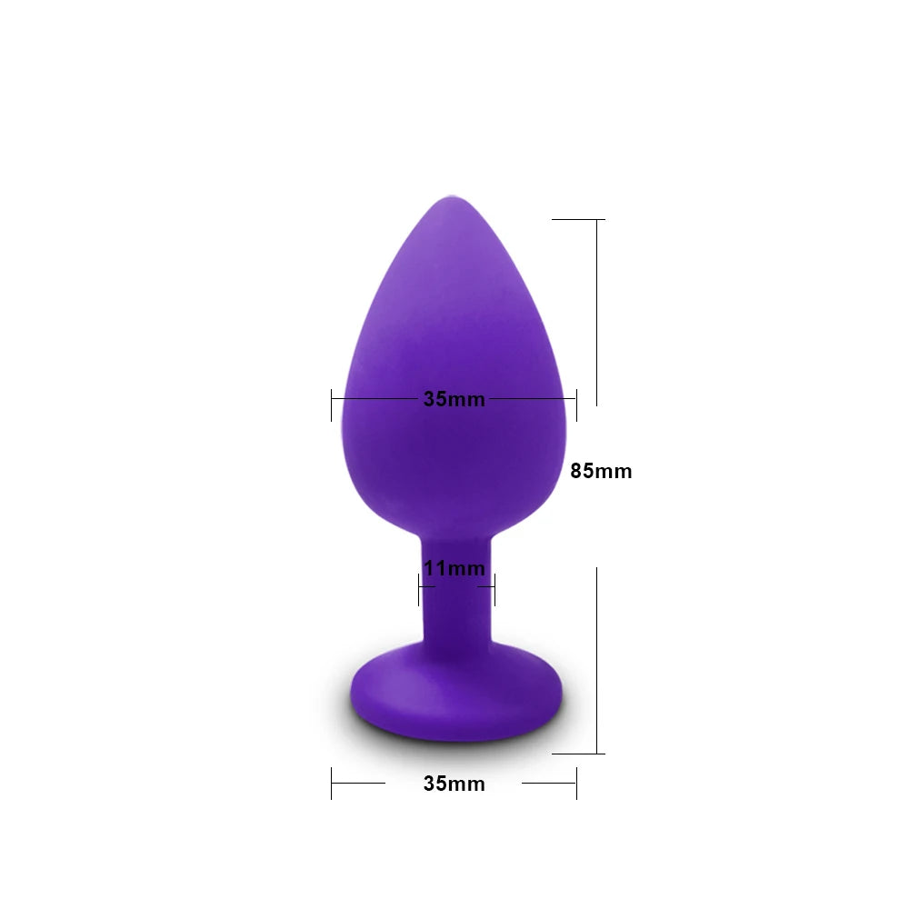 Desire Station Beginner Anal Plug 3 Different Size Butt Plug with Detachable Acrylic Diamond Female Sex Toy for Men Women Couples Game