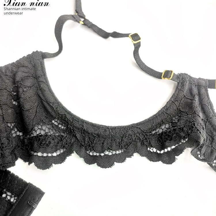 Desire station Sexy Push up Steel Ring Lace Black Underwear Bra