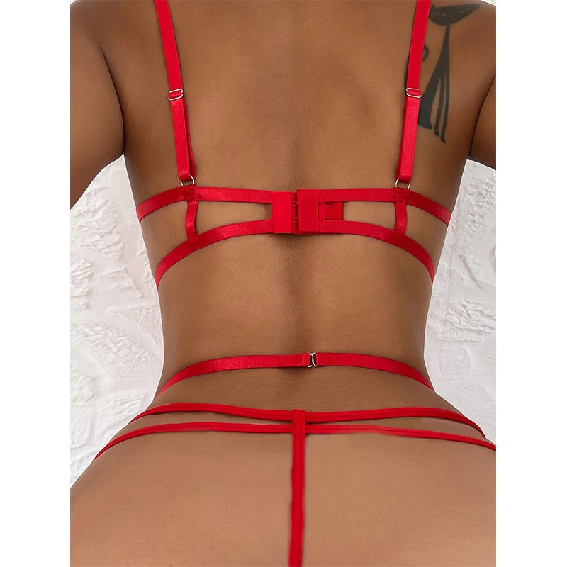 Desire Station Hot Sexy Lingerie Open Bra Crotchless Lingerie Set