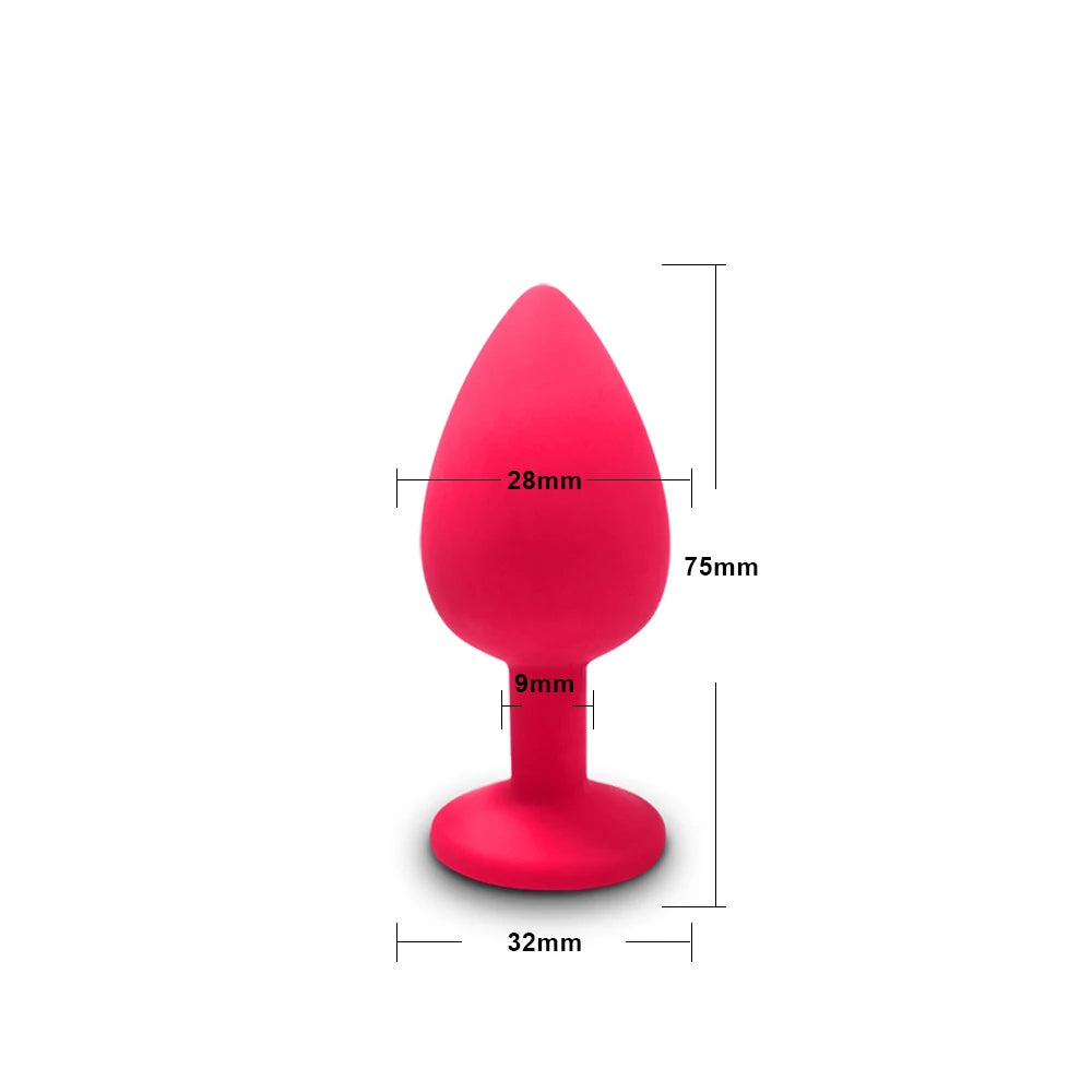 Desire Station Beginner Anal Plug 3 Different Size Butt Plug with Detachable Acrylic Diamond Female Sex Toy for Men Women Couples Game