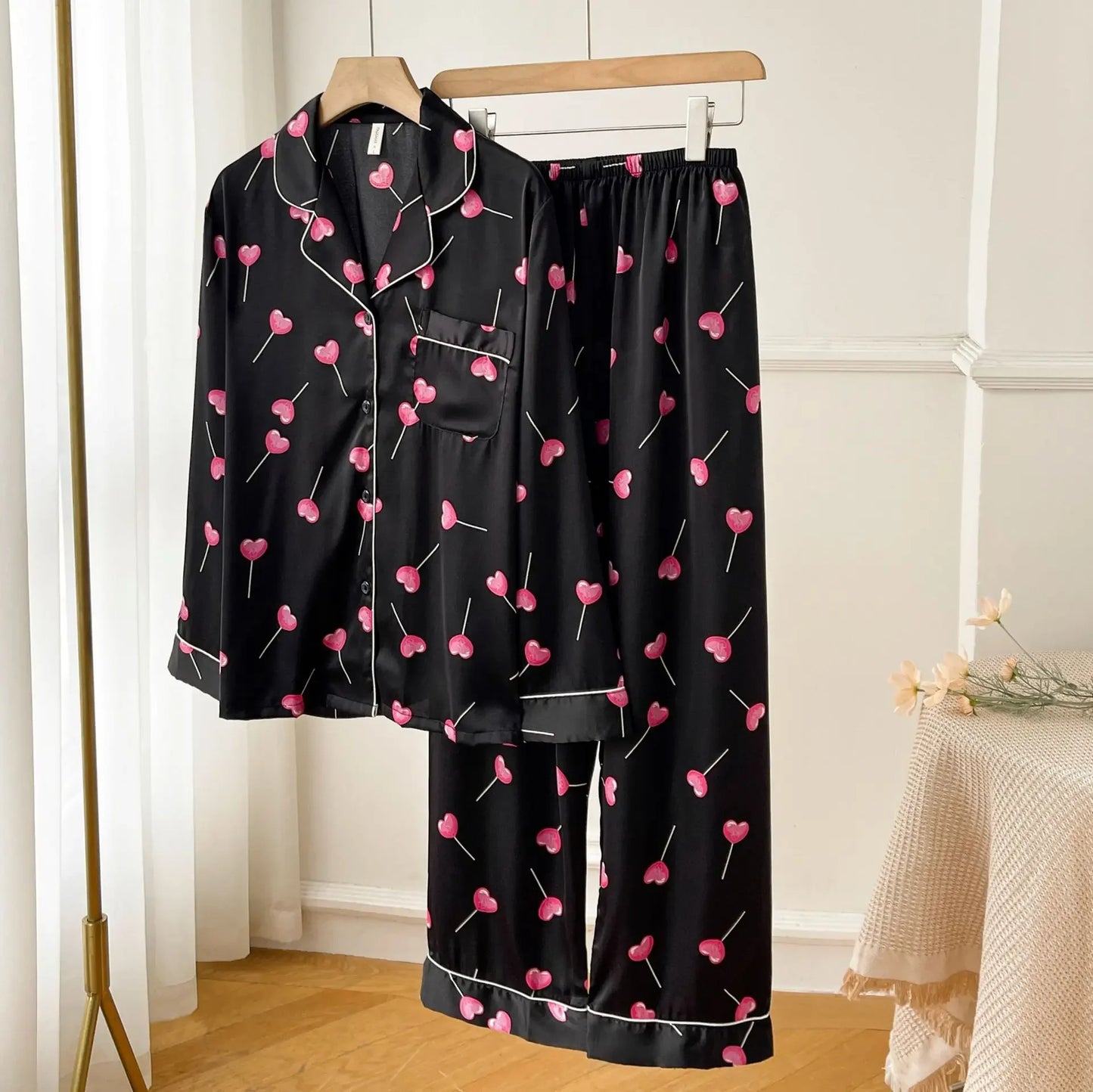 Desire Station Female Sleepwear Spring Autumn Pajamas Two Piece Set