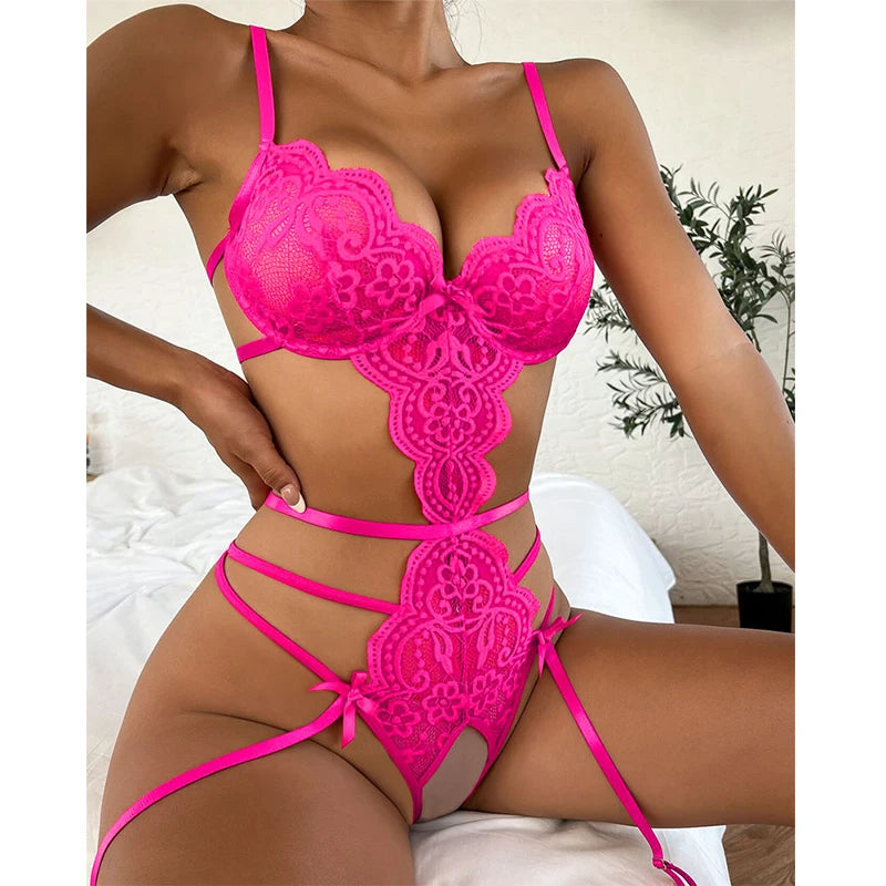 Desire Station Hot Sexy Lingerie Open Bra Crotchless Lingerie Set