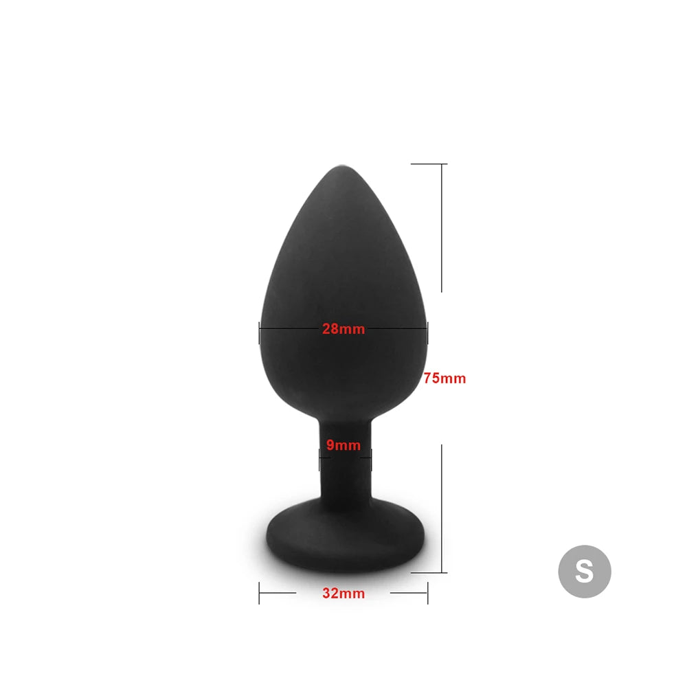 Desire Station Beginner Anal Plug 3 Different Size Butt Plug with Detachable Acrylic Diamond Female Sex Toy for Men Women Couples Game