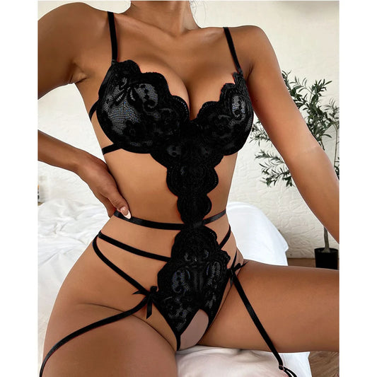 Desire Station Hot Sexy Lingerie Open Bra Crotchless Lingerie Set